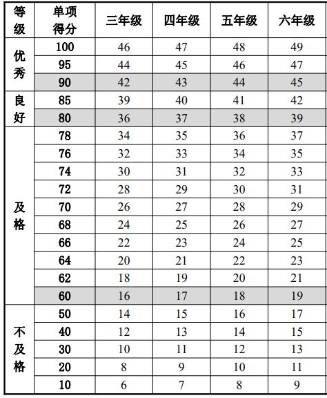 小学体质健康测试表格